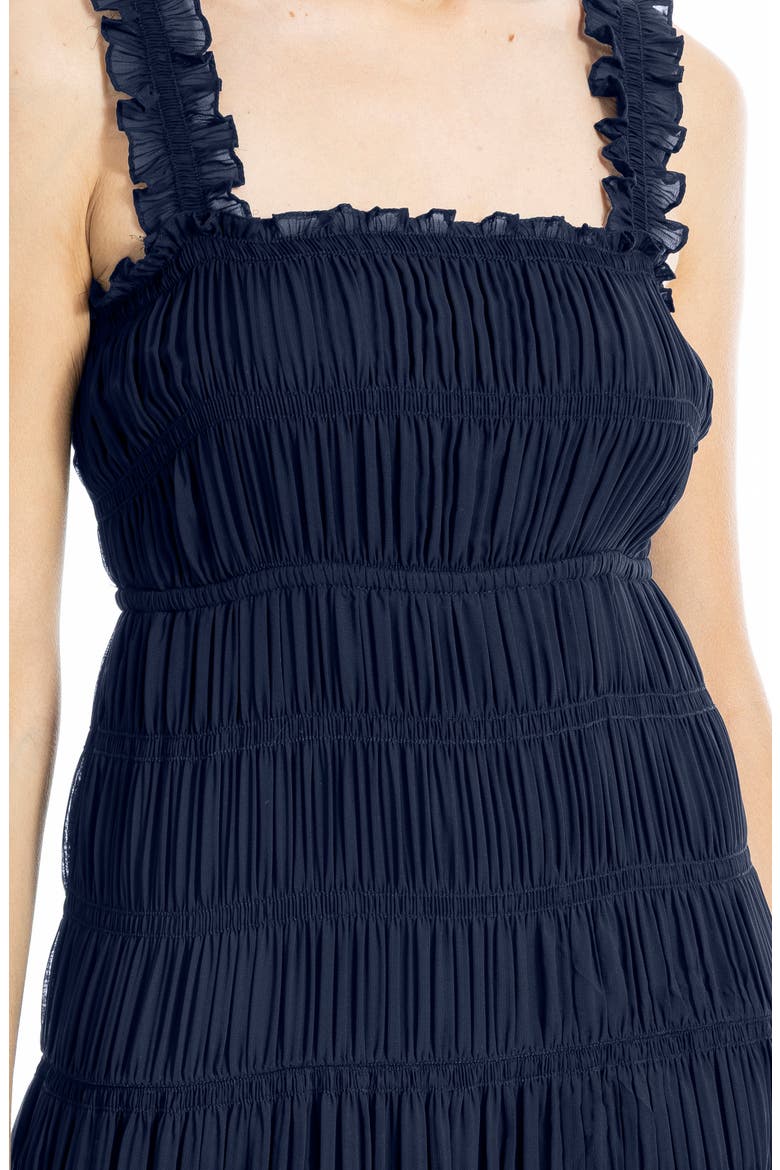 Ruffle Shirred Georgette Midi Dress, Alternate, color, SAPPHIRE