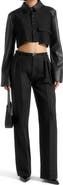 Manière De Voir Bernadette Leather Contrast Cropped Shirt