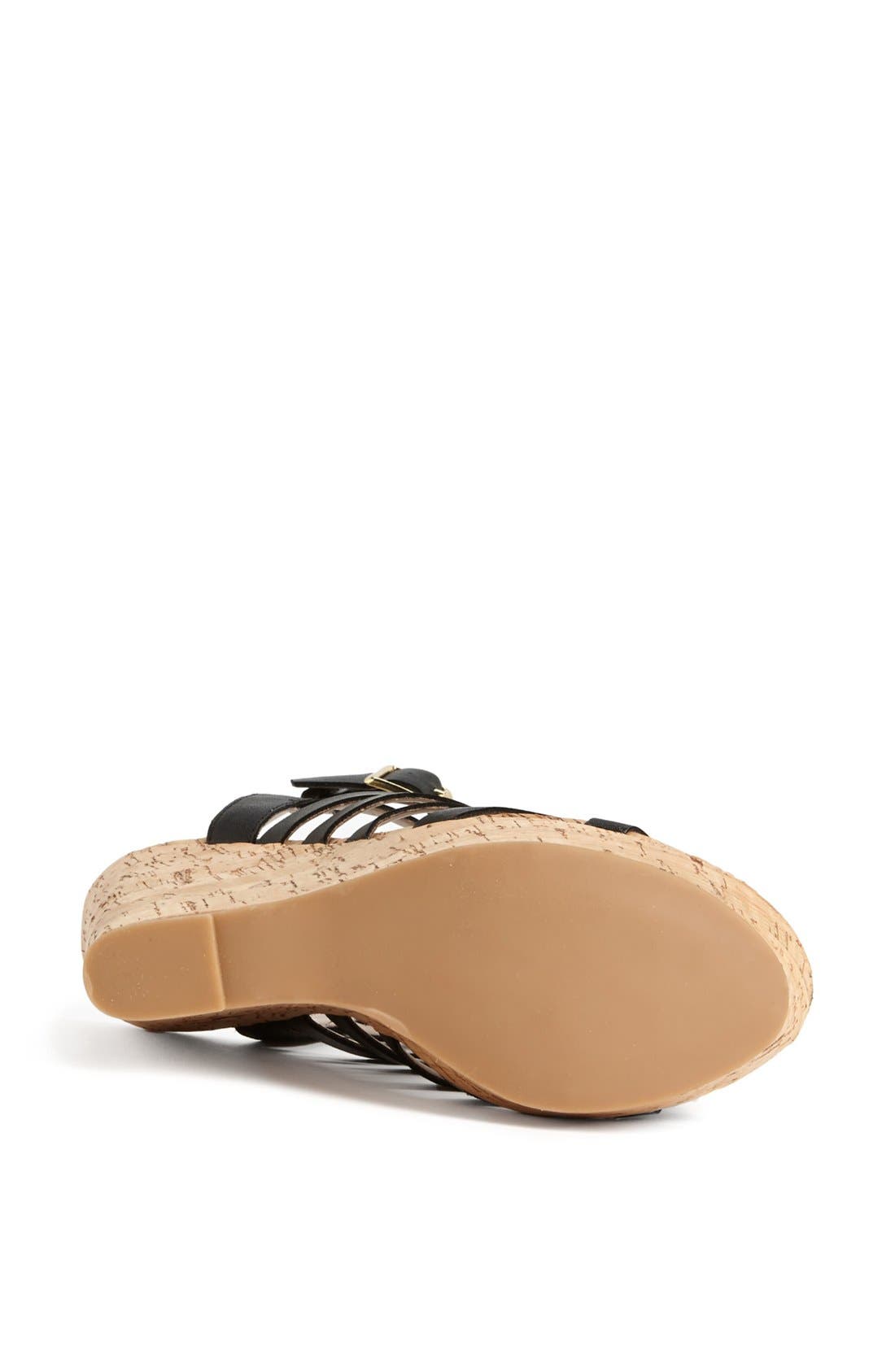 'Indyanna' Wedge Sandal, Alternate, color, BLACK