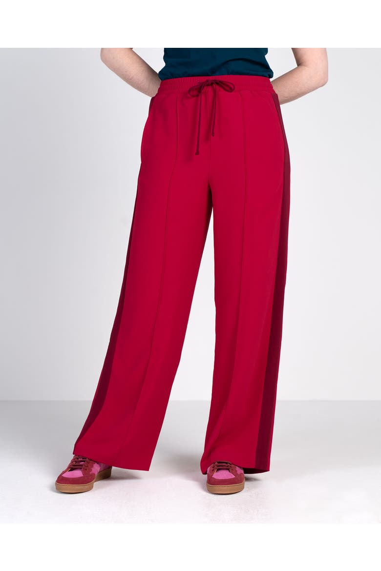 Drawstring Waist Side Stripe Trousers, Main, color, Raspberry & Deep Claret Stripe