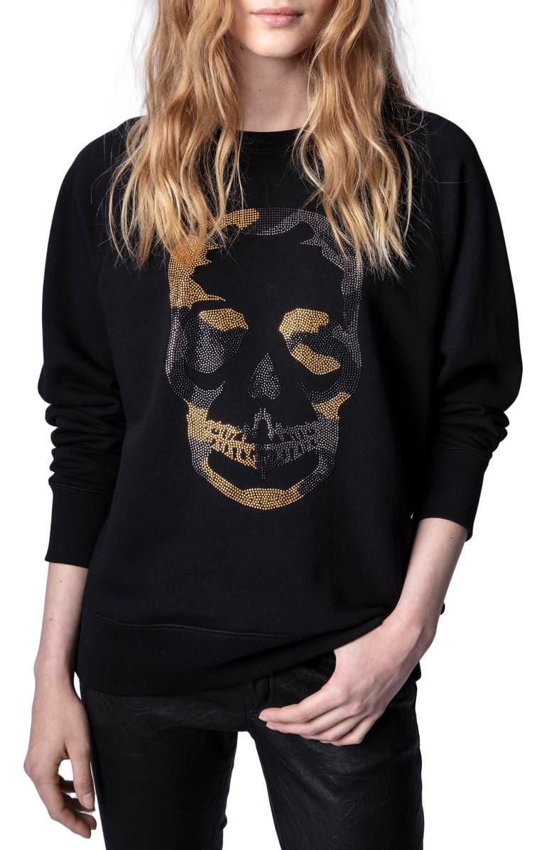 Zadig & Voltaire Camo Skull Strass Sweatshirt, Main, color,