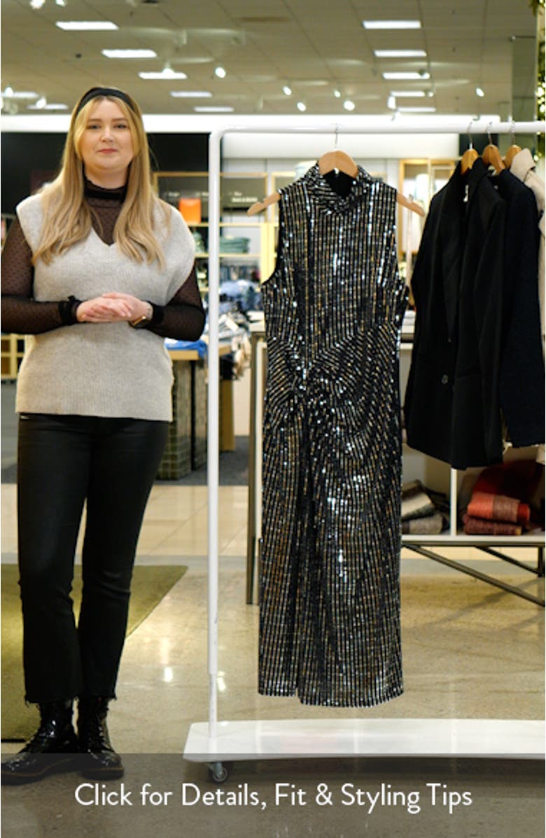 Sequin Mock Neck Sleeveless Dress, sales video thumbnail