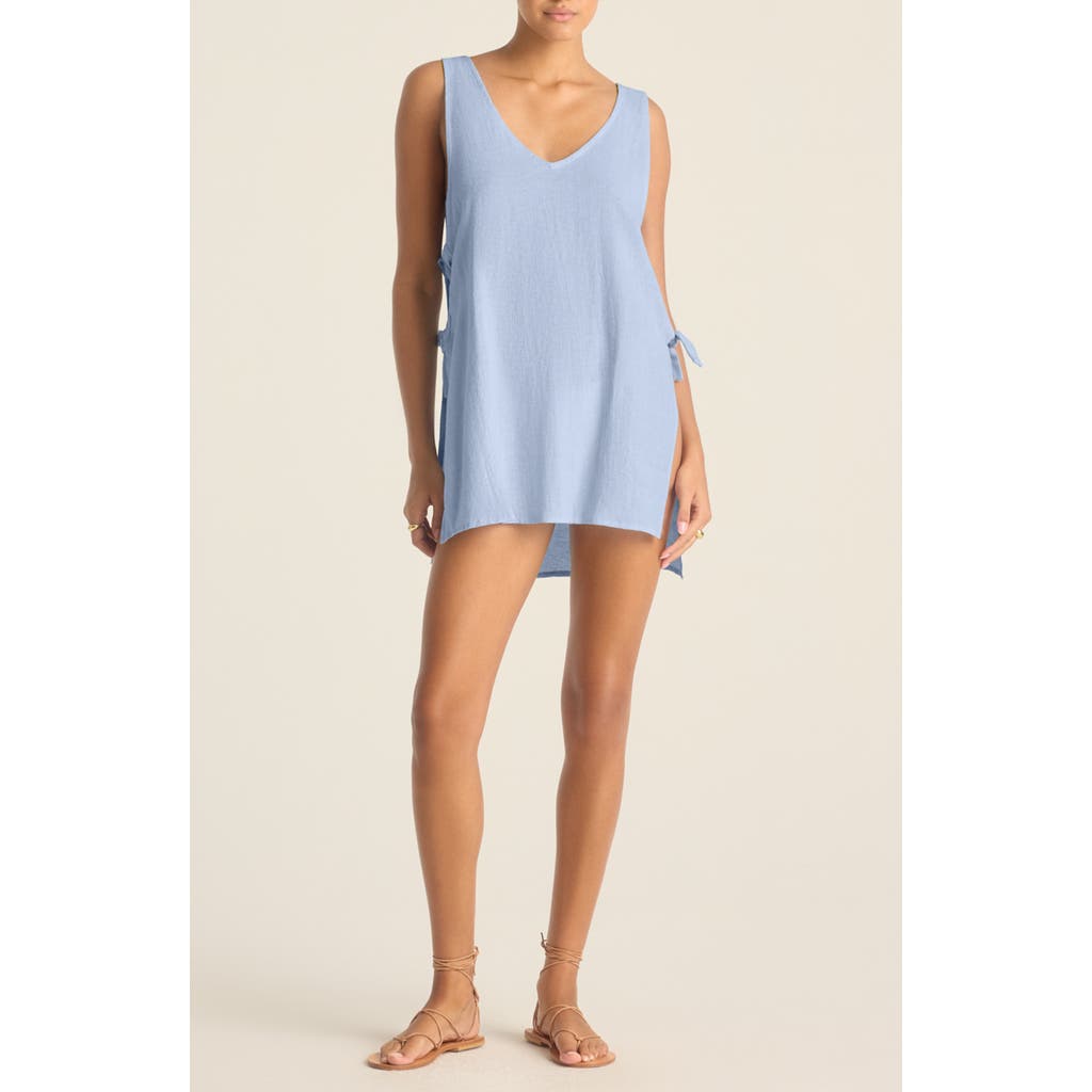 Shop Vitamin A ® Riviera Sleeveless Linen Cover-up Minidress In Celeste