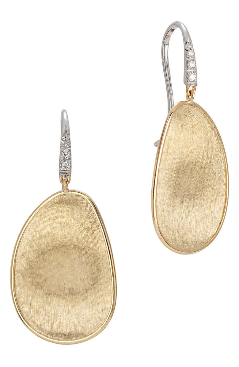 Marco Bicego Lunaria 18K White Gold & Diamond Medium Drop Earrings, Alternate, color, 18K Yellow Gold