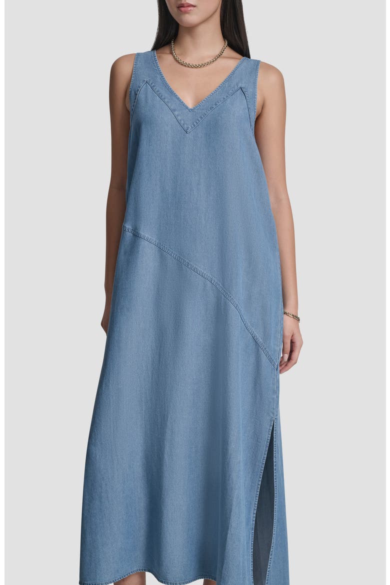 Sleeveless Chambray Midi Dress, Alternate, color, STREAM