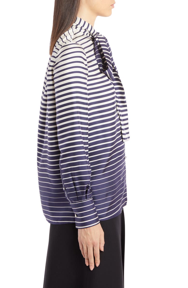Valentino Stripe Tie Neck Silk Blouse, Alternate, color,