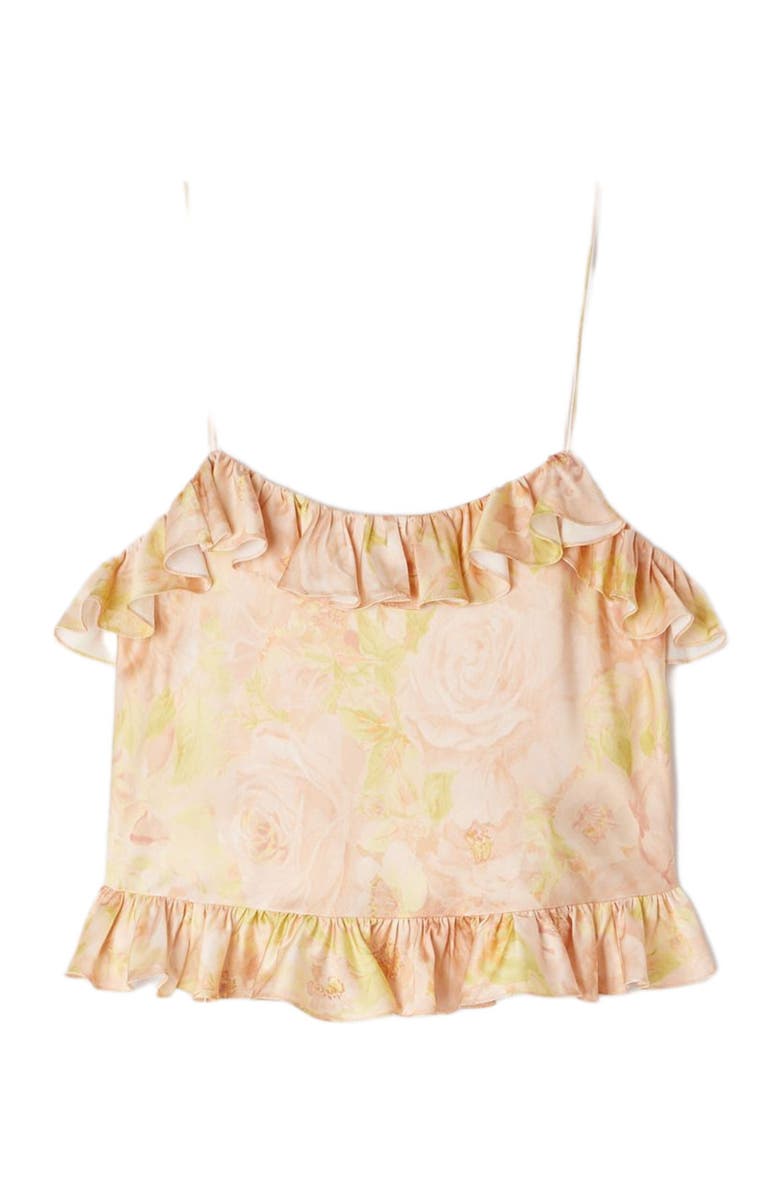SANDRO Flower print crop top, Alternate, color, Pink / Green