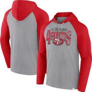 FANATICS Men's Fanatics Gray/Scarlet San Francisco 49ers Under Center Long Sleeve Hoodie T-Shirt