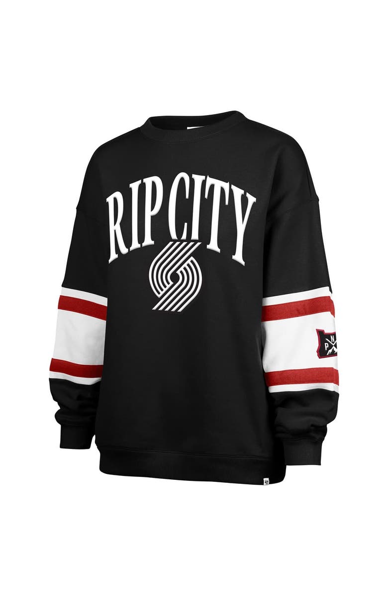 '47 Women's '47 Black Portland Trail Blazers 2024/25 City Edition Steadfast Paneled Pullover Sweatshirt, Alternate, color, 