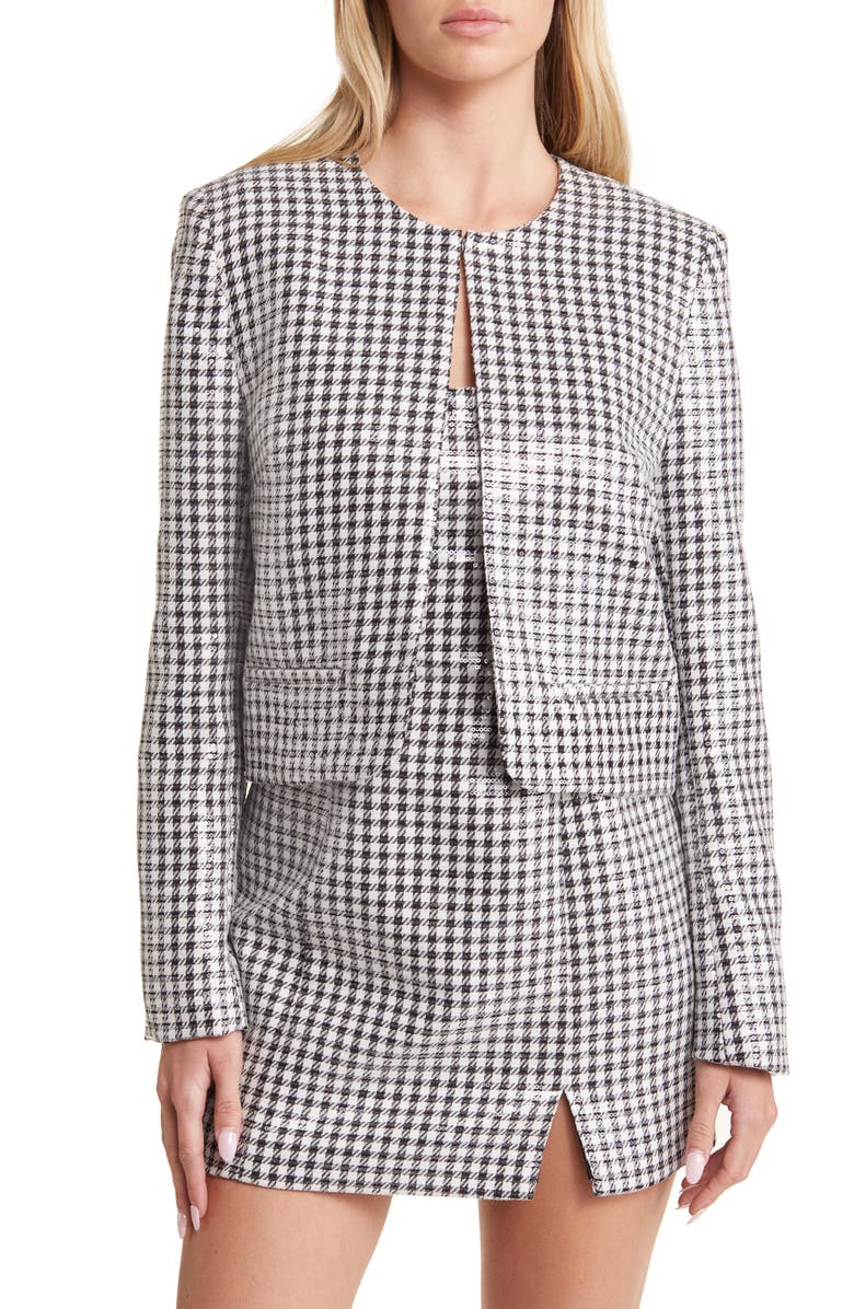 WAYF Houndstooth Crop Jacket, Alternate, color,