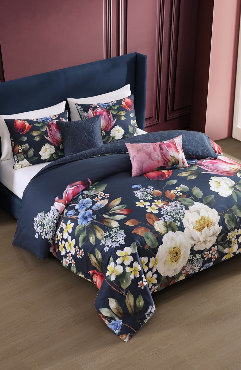Bebejan Renaissance Reversible Floral Cotton Sateen Comforter Set, Main, color, 
