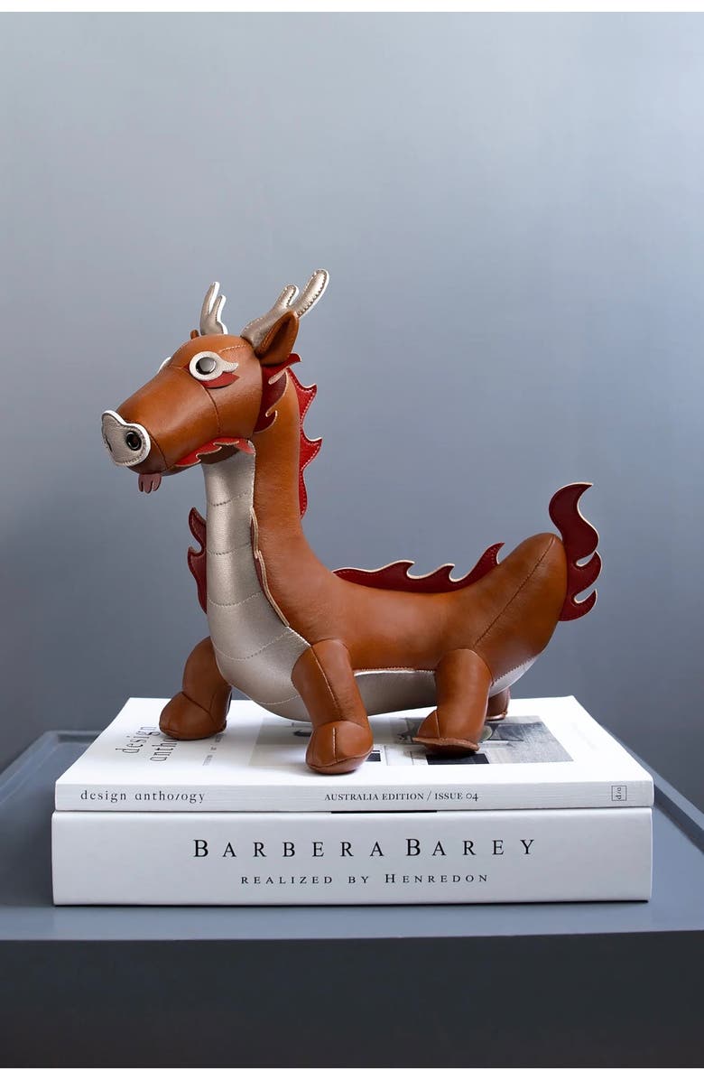 Zuny Dragon Bookend, Alternate, color, Tan Pearl Gold Red