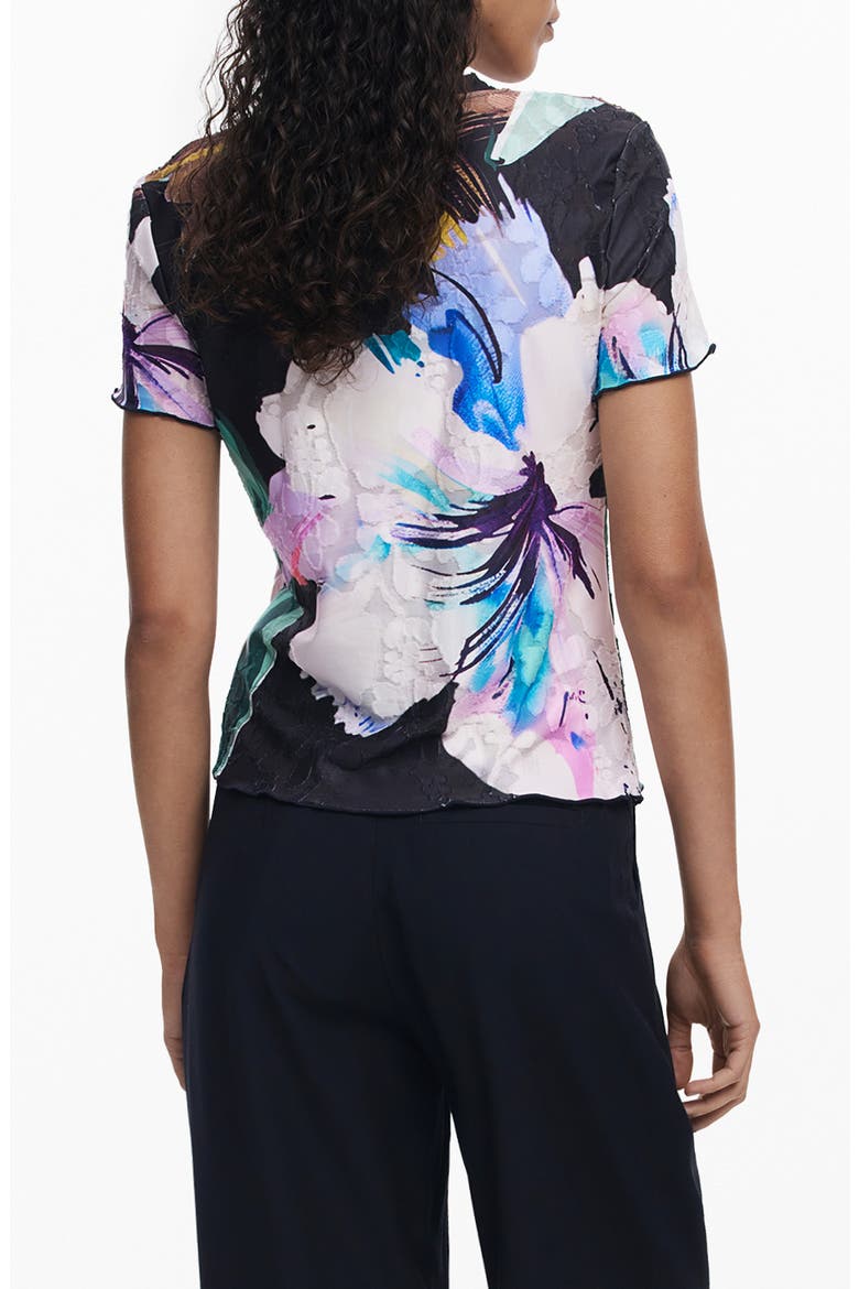 Texture Floral Top, Alternate, color, BLACK