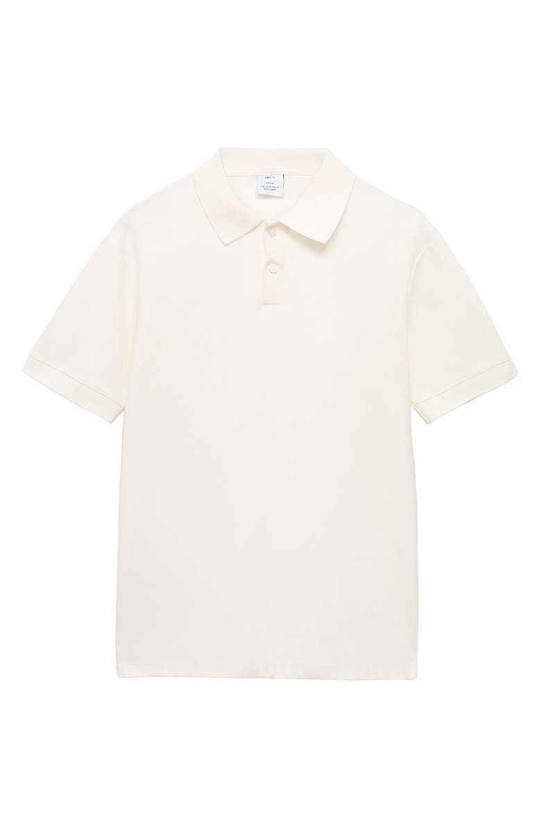 MANGO Regular Fit Cotton Pique Knit Polo, Alternate, color, White