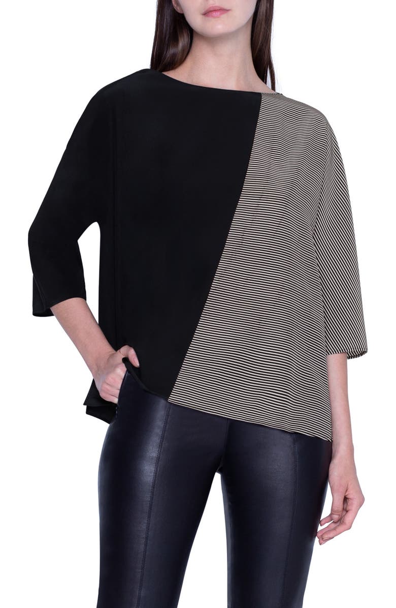 Akris Stripe & Solid Silk Top, Main, color, 