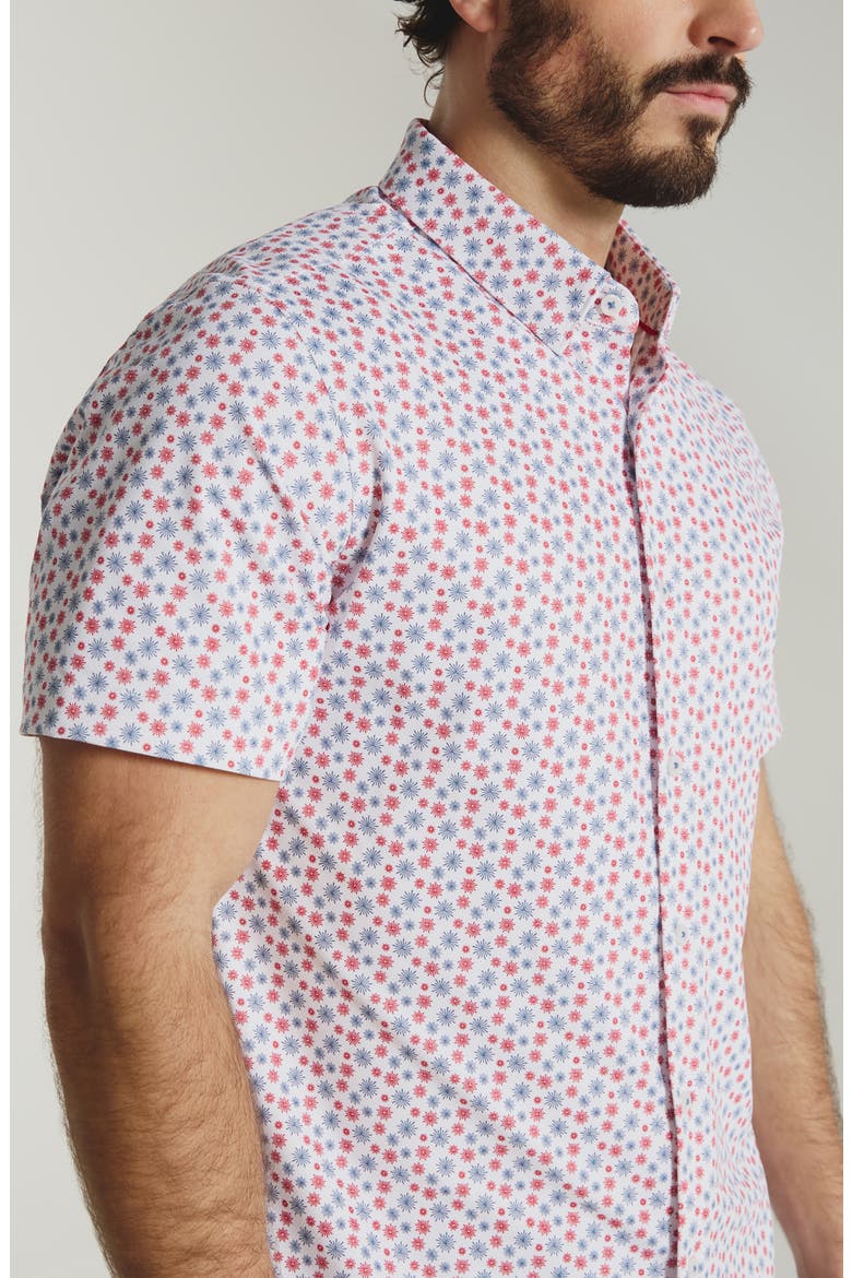 Sundrift Starburst Print Short Sleeve Button-Up Shirt, Alternate, color, WHITE