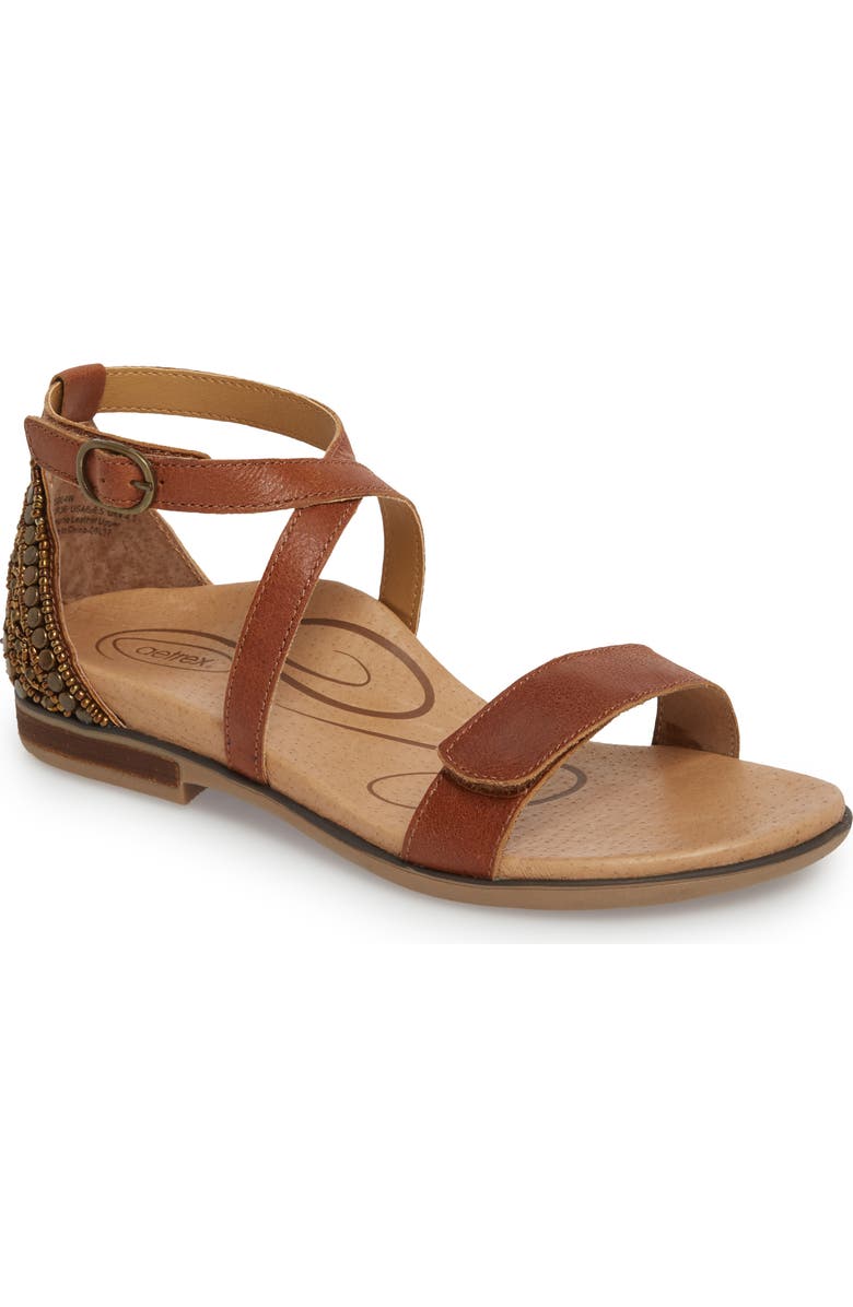 Aetrex Brenda Embellished Cross Strap Sandal, Main, color,