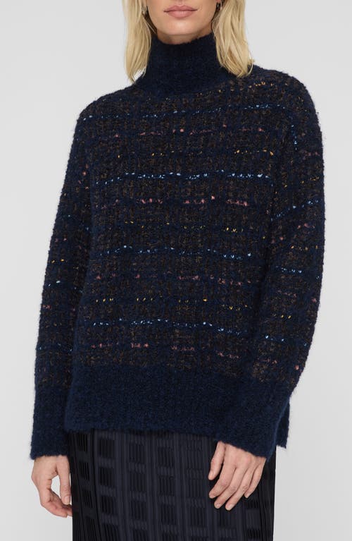 Lafayette 148 Lofty Alpaca-linen Bouclé Turtleneck Sweater In Black