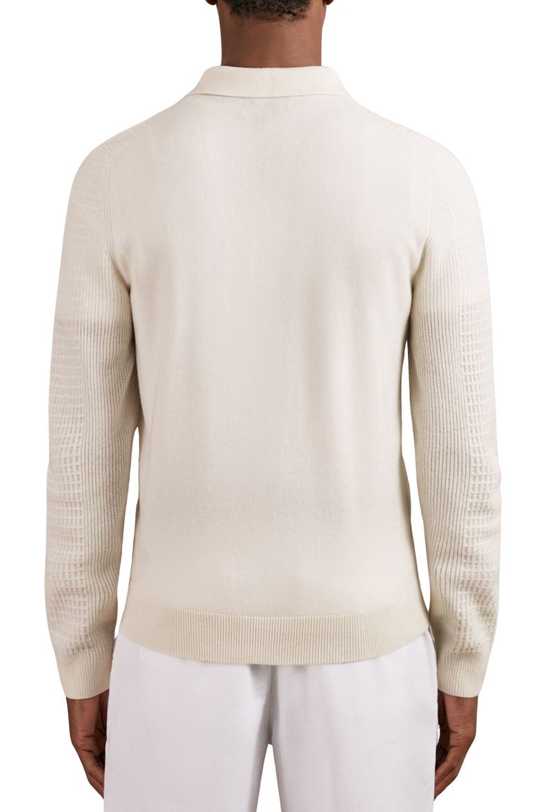 Hamilton Textured Long Sleeve Wool Quarter Zip Polo, Alternate, color, OFF WHITE