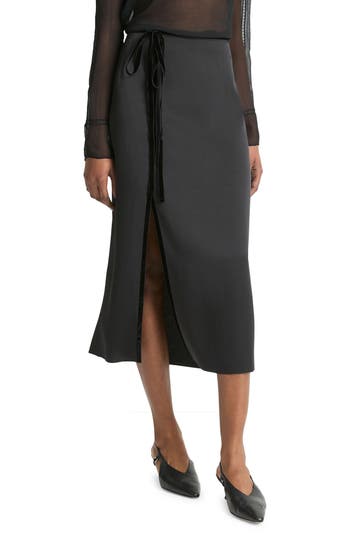 Shop Vince Velvet Trim Side Tie Skirt In Black