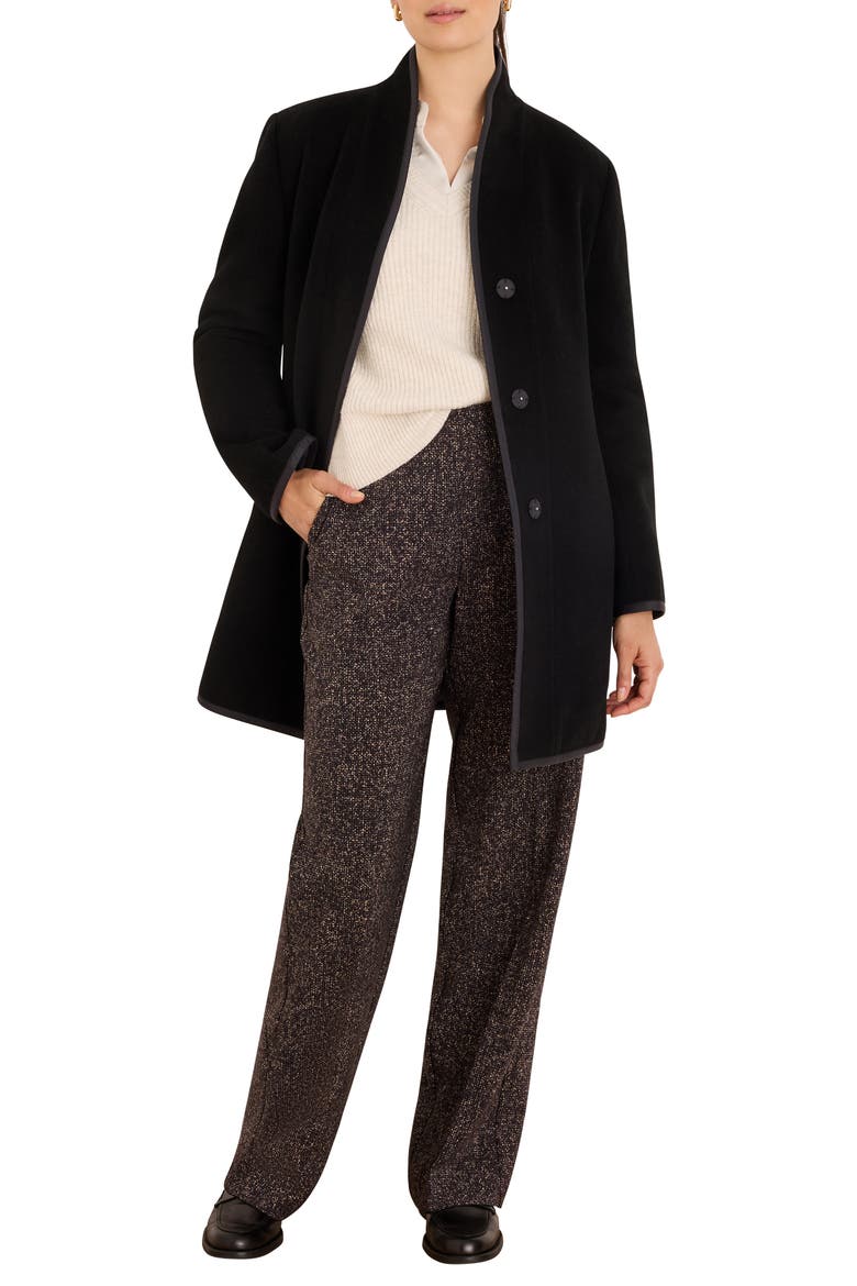 Reversible Quilted Wool Blend Topcoat, Alternate, color, BLACK ONYX