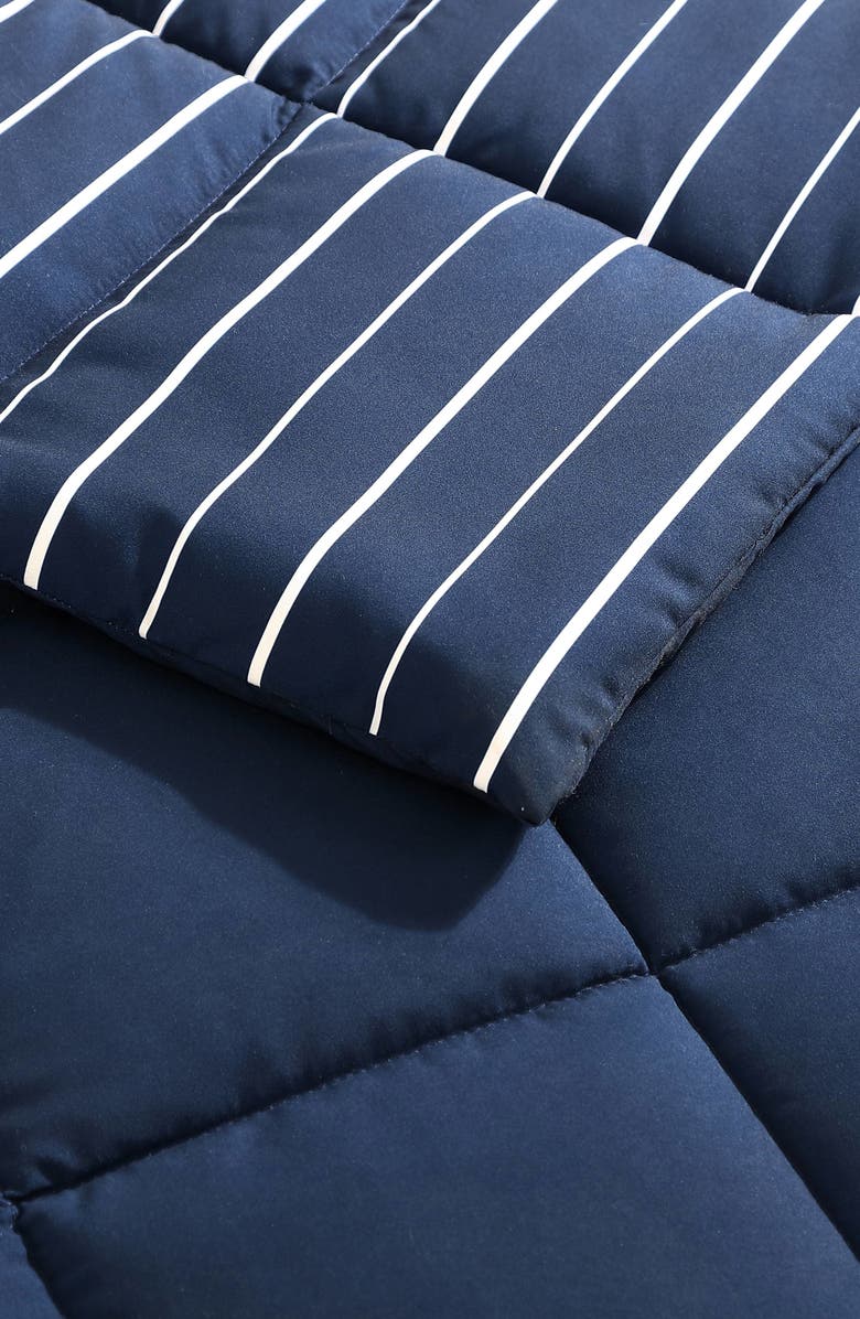 Nautica Longdale Stripe Comforter & Sham Set, Alternate, color, Navy Blue