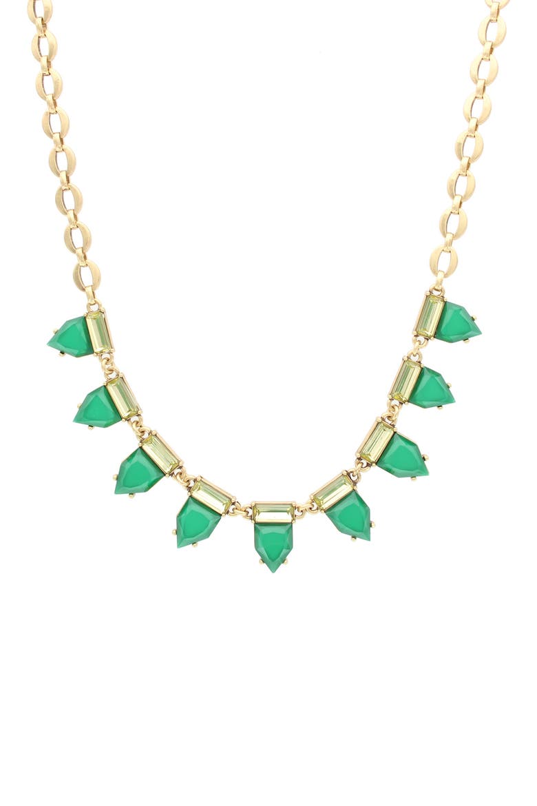 Chyenne Frontal Necklace, Main, color, BURNISHED GOLD / GREEN