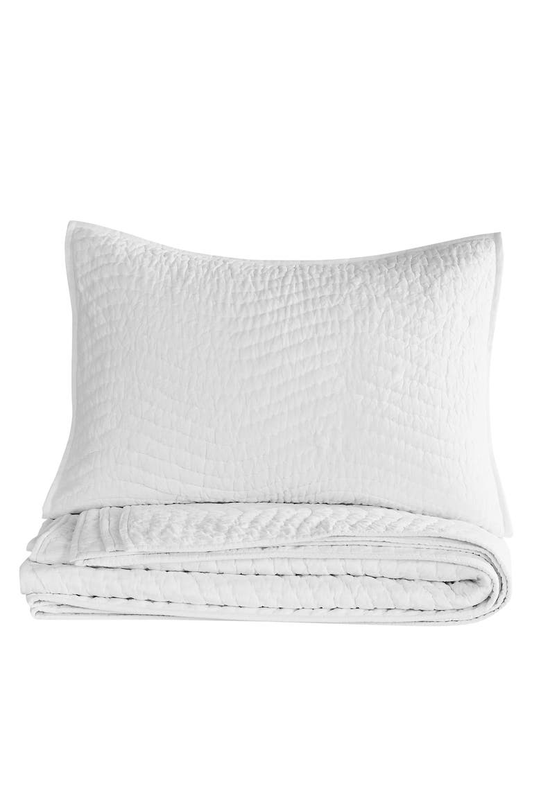Voile Solid Cotton Quilt & Sham Set, Alternate, color, WHITE
