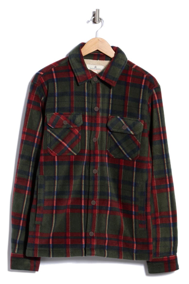Edgewood Bonded Fleece Shirt Jacket, Main, color, OLIVE PLAID