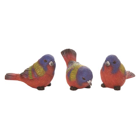 4 Inch Multicolor Spring Painted Bunting Birds Set of 3 Decorative Polyresin Objects for Spring Decor