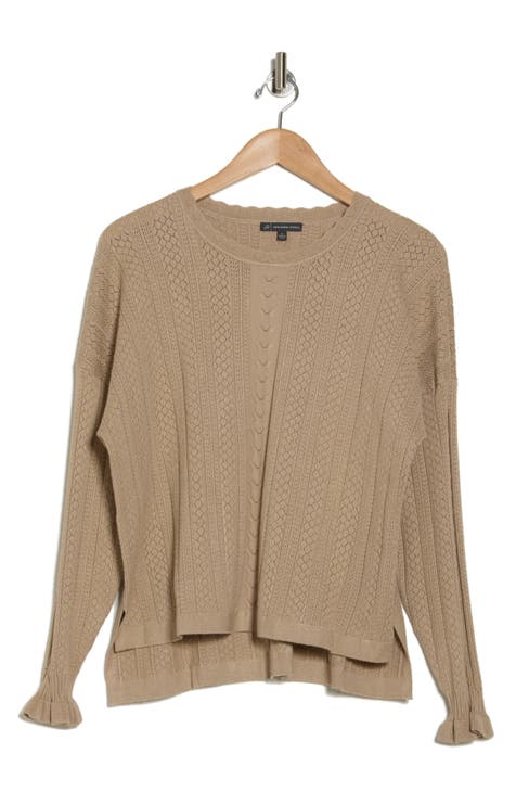 Pointelle Scallop Trim Sweater