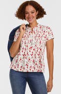 Lands' End Short Sleeve Lightweight Jersey Button Pintuck Top