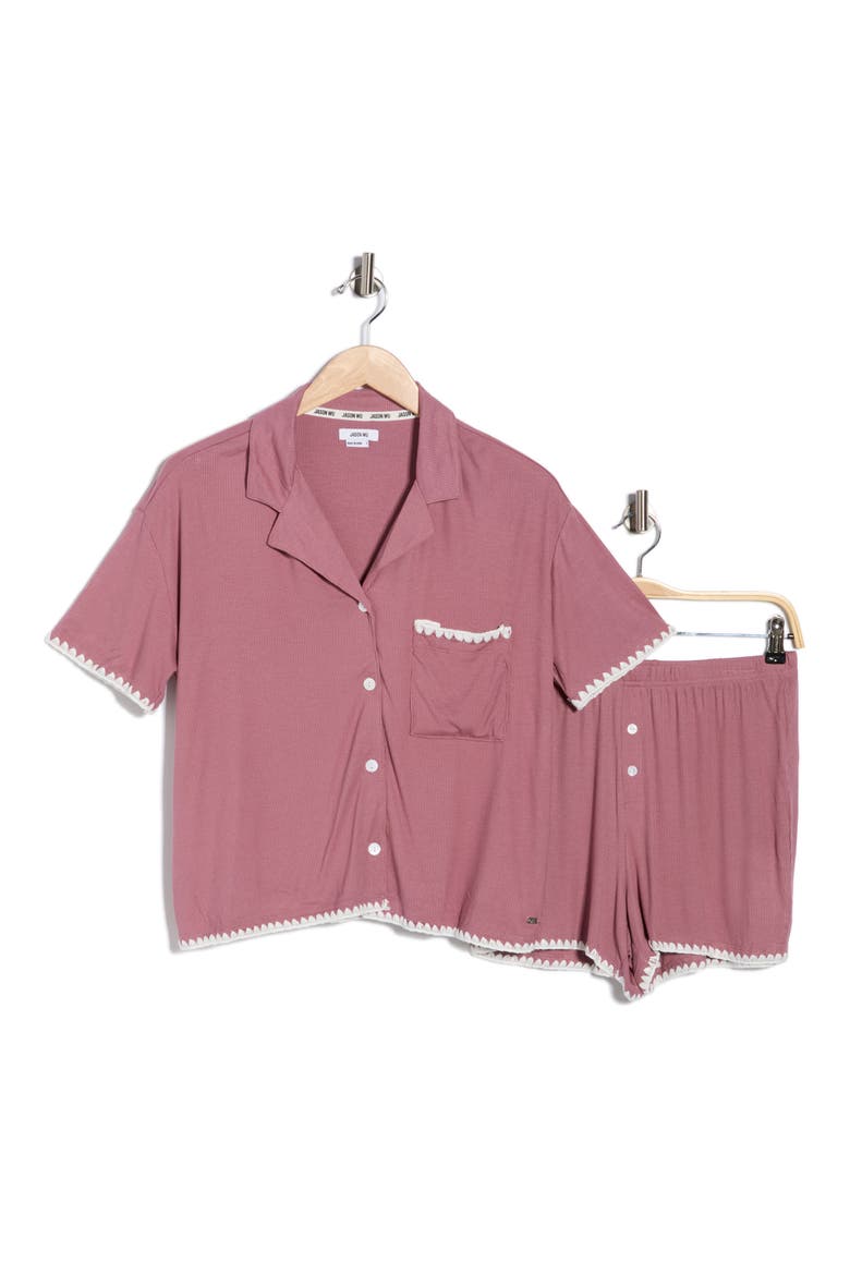 Rib Whipstitch Pajamas, Alternate, color, PURPLE