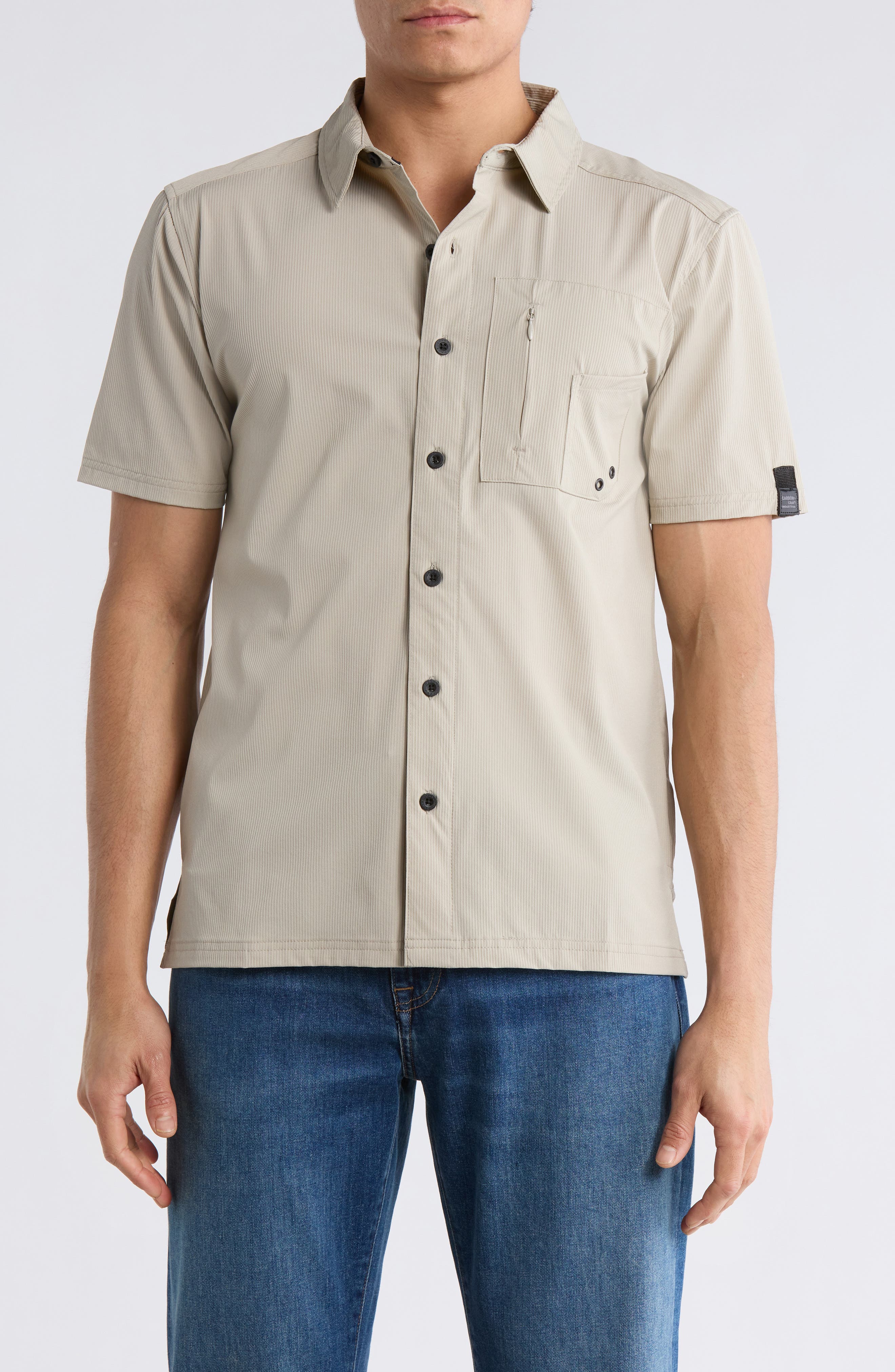 CARBON + CRAFT Water Resistant Technical Short Sleeve Button-Up Shirt
