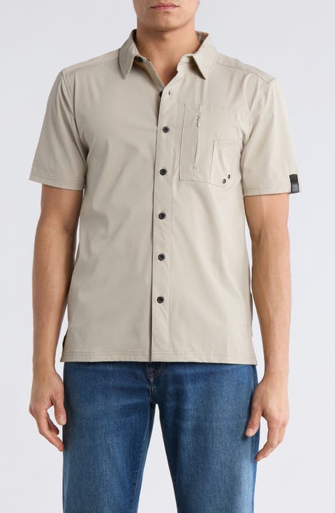 Water Resistant Technical Short Sleeve Button-Up Shirt