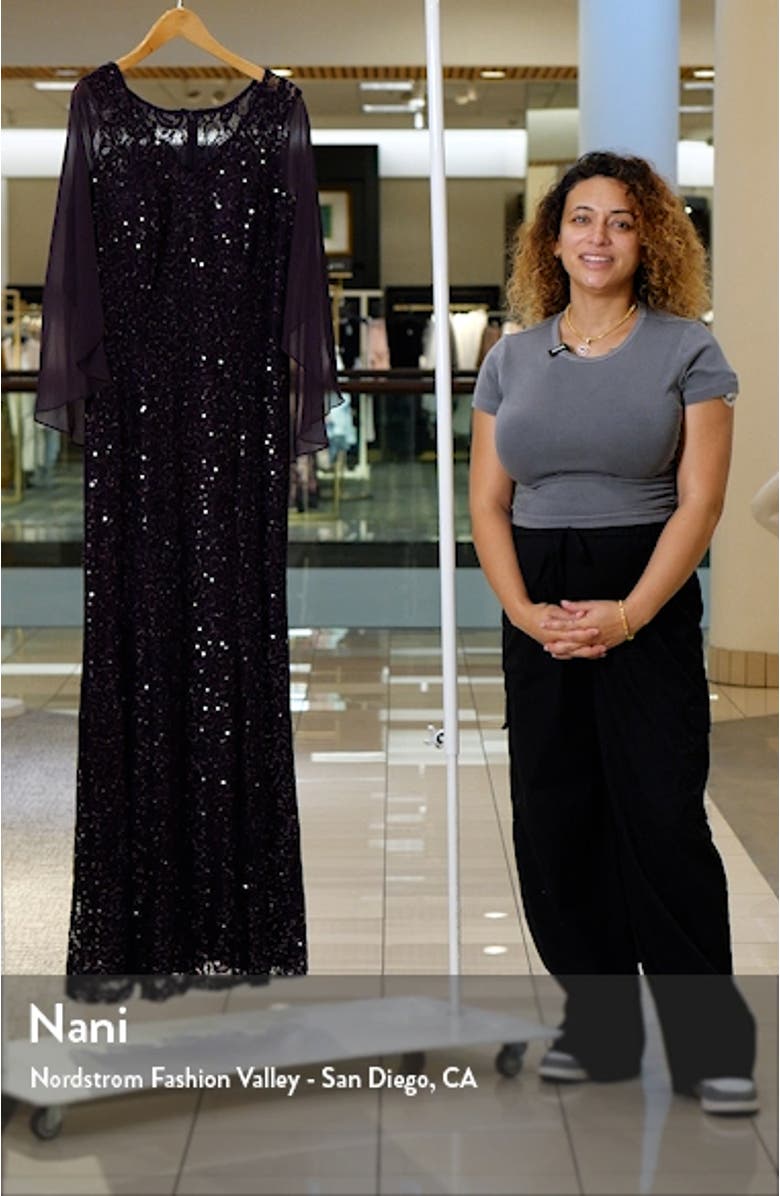 Sequin Capelet Trumpet Gown, sales video thumbnail