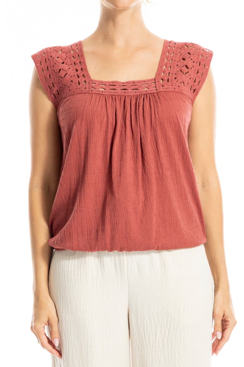Open Stitch Square Neck Top, Main, color, MARSALA
