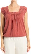 MAX STUDIO Open Stitch Square Neck Top