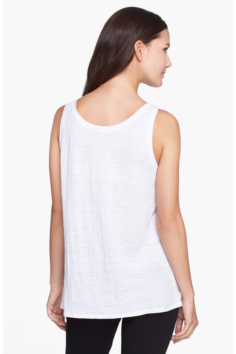 U-Neck Organic Linen Tank, Alternate, color, WHITE
