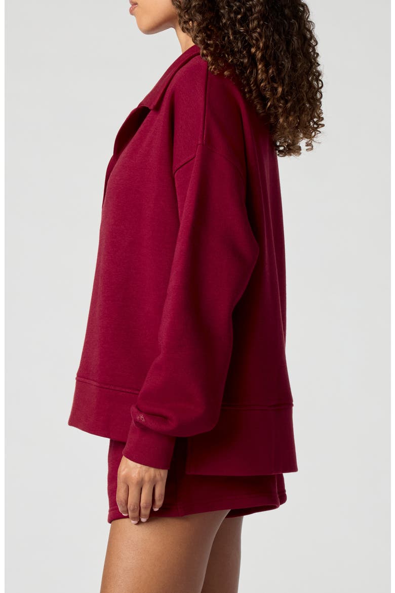 Polo Collar Sweatshirt, Alternate, color, CRIMSON