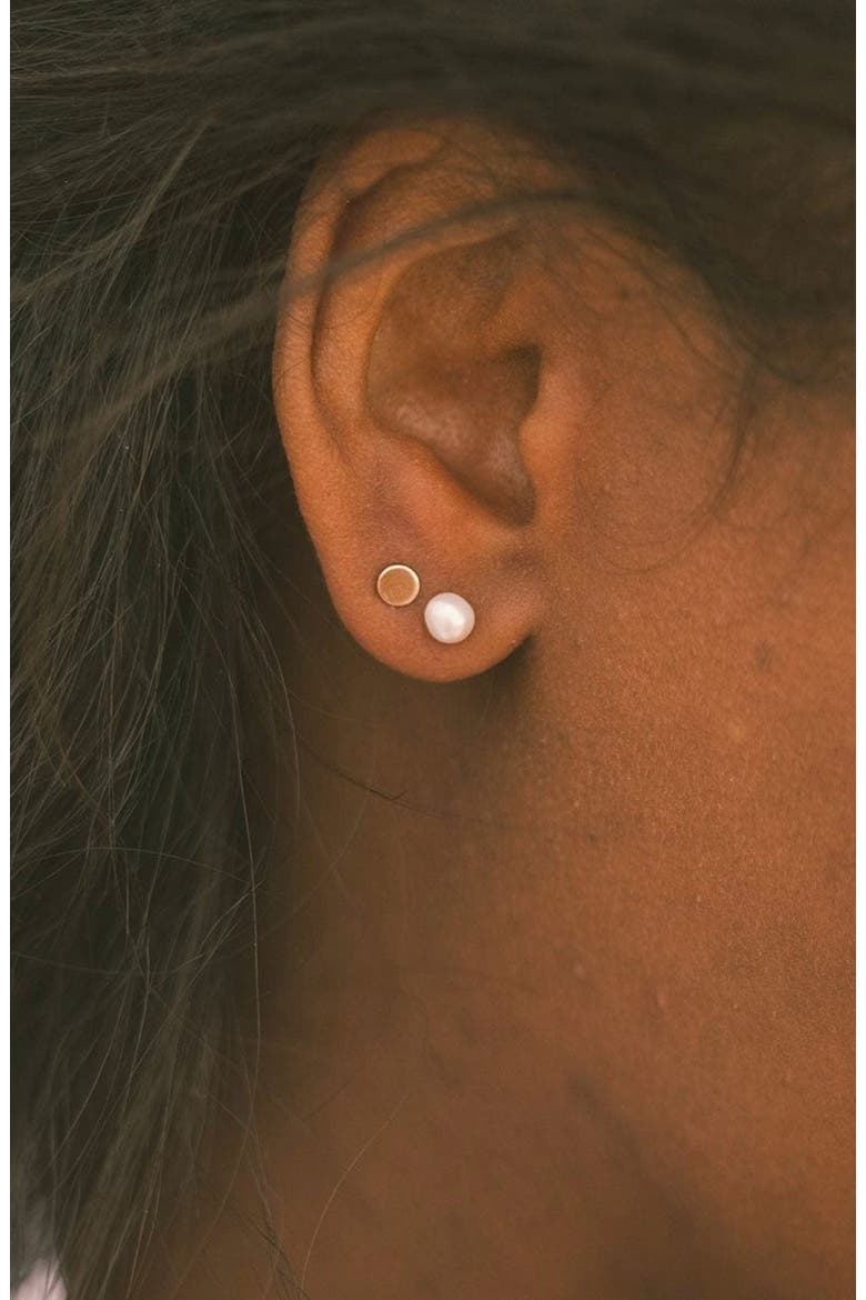 Pearl Stud Earrings, Alternate, color, Gold Vermeil