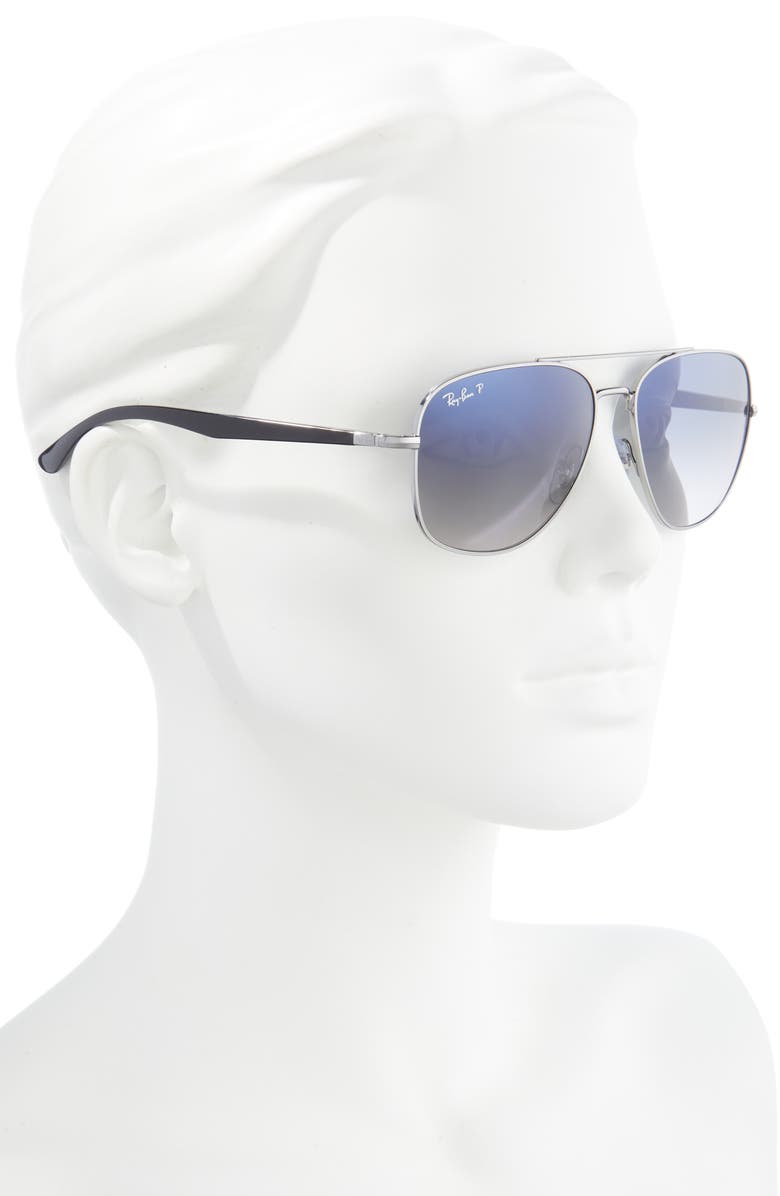 Ray-Ban 56mm Polarized Square Sunglasses, Alternate, color, Gun Metal/ Blu Gradient Polar