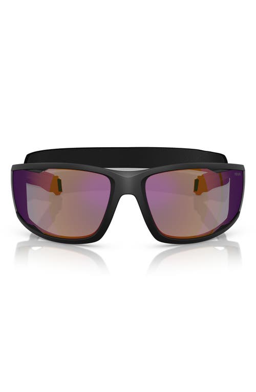 Prada Linea Rossa 85mm Rectangular Sunglasses In Matte Black