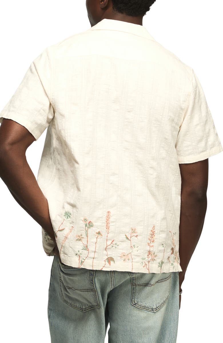 Lucky Brand Embroidered Cotton Camp Shirt, Alternate, color, Cream Multi