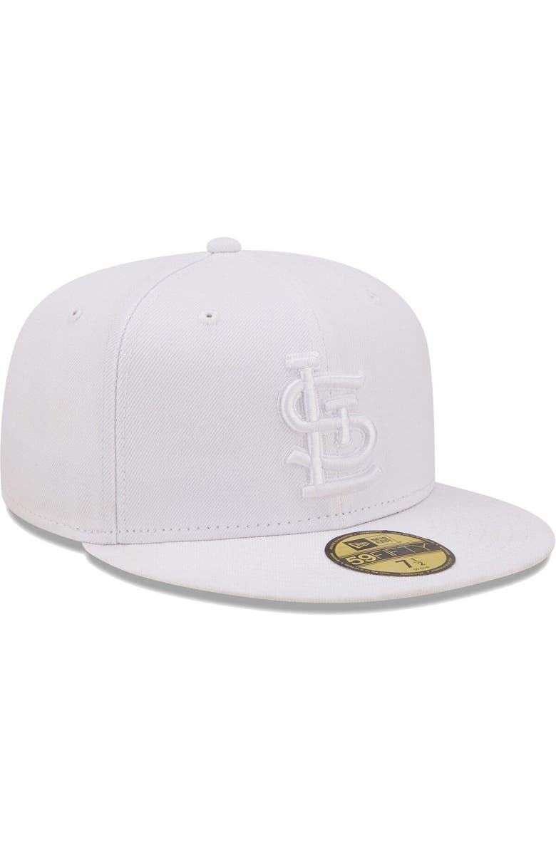 New Era Men's New Era St. Louis Cardinals White on White Logo 59FIFTY Fitted Hat, Alternate, color,