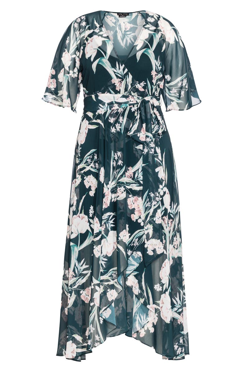 City Chic Fresh Fields Maxi Wrap Dress, Alternate, color, 