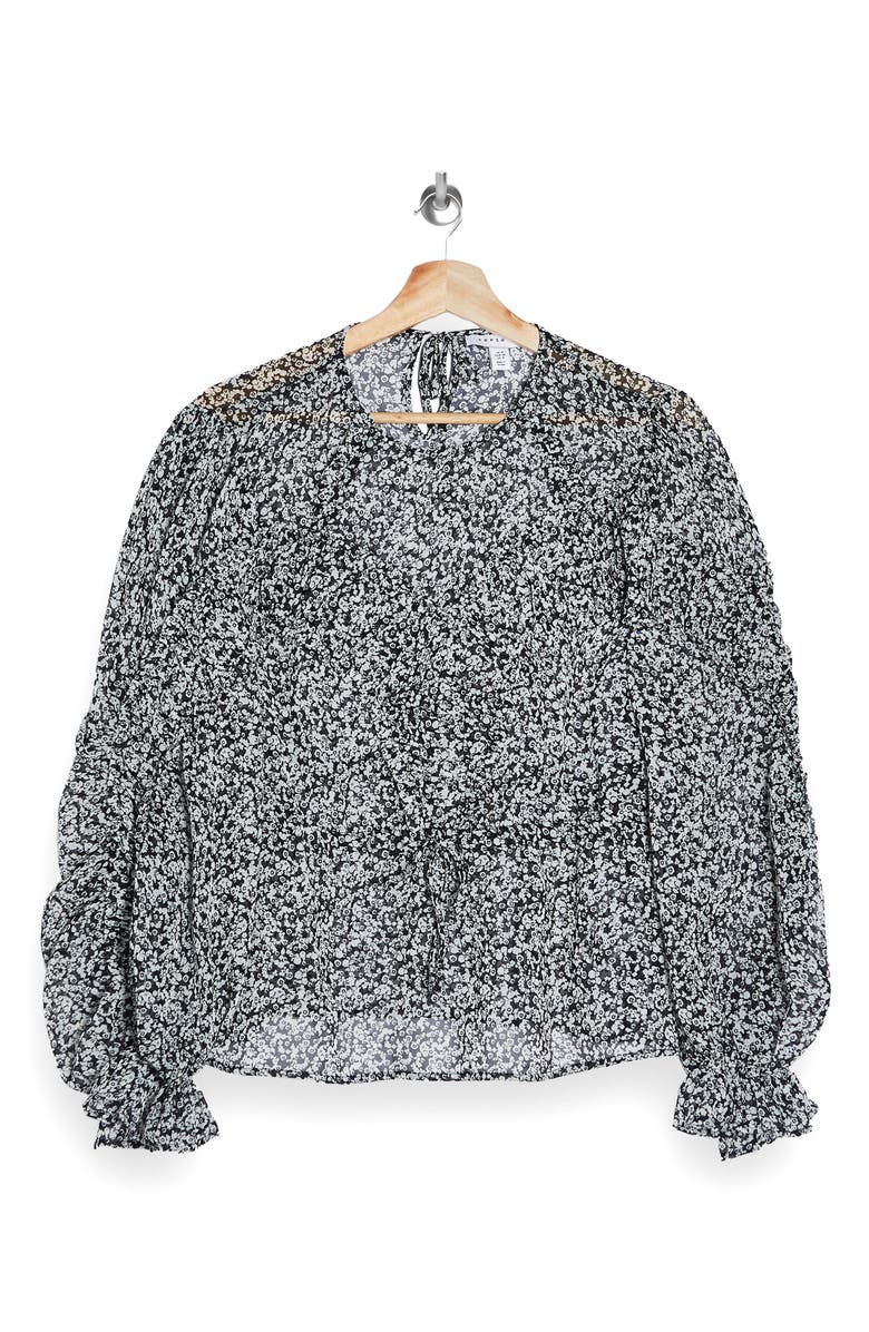 Topshop Floral Ruffle Blouse, Alternate, color, 