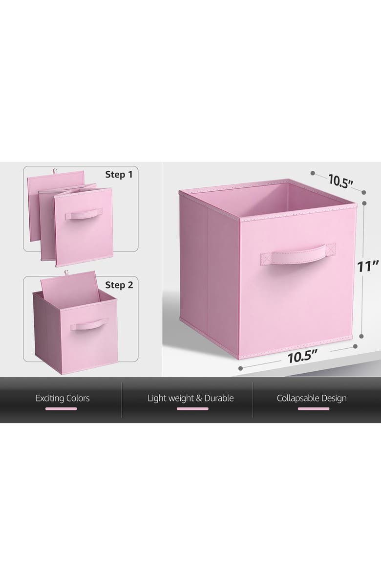 SORBUS Assorted 6-Pack Collapsible Storage Cubes, Alternate, color, Pastel Pink Purple Teal
