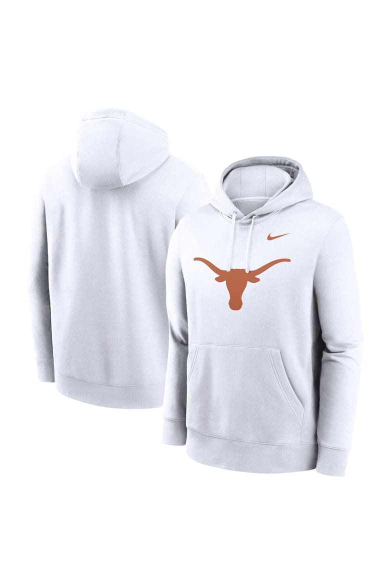 Men's Nike White Texas Longhorns Primetime Evergreen Club Fleece Pullover Hoodie, Main, color, White