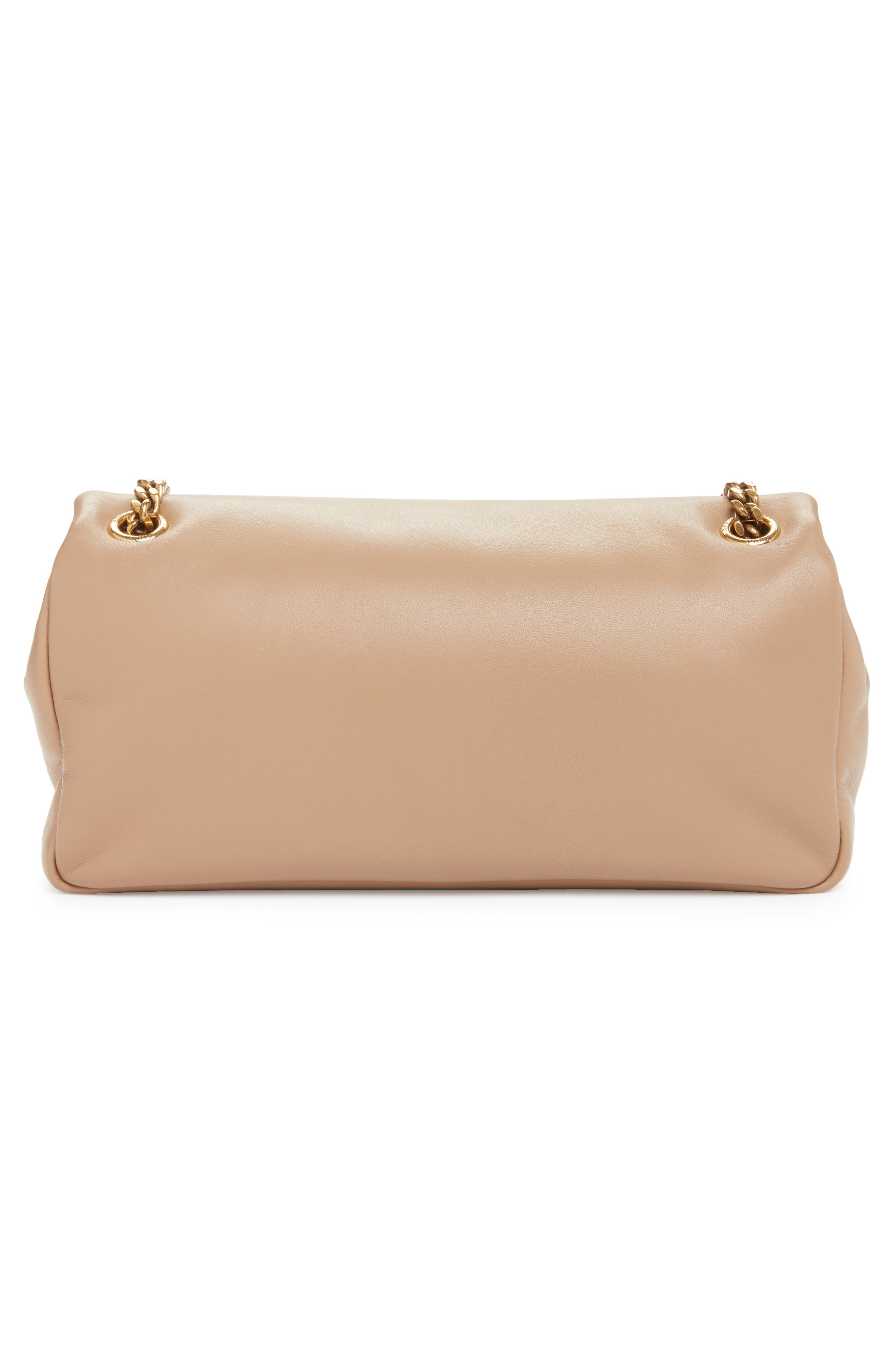 Saint Laurent Calypso Lambskin Leather Shoulder Bag, Alternate, color, Dark Toffee